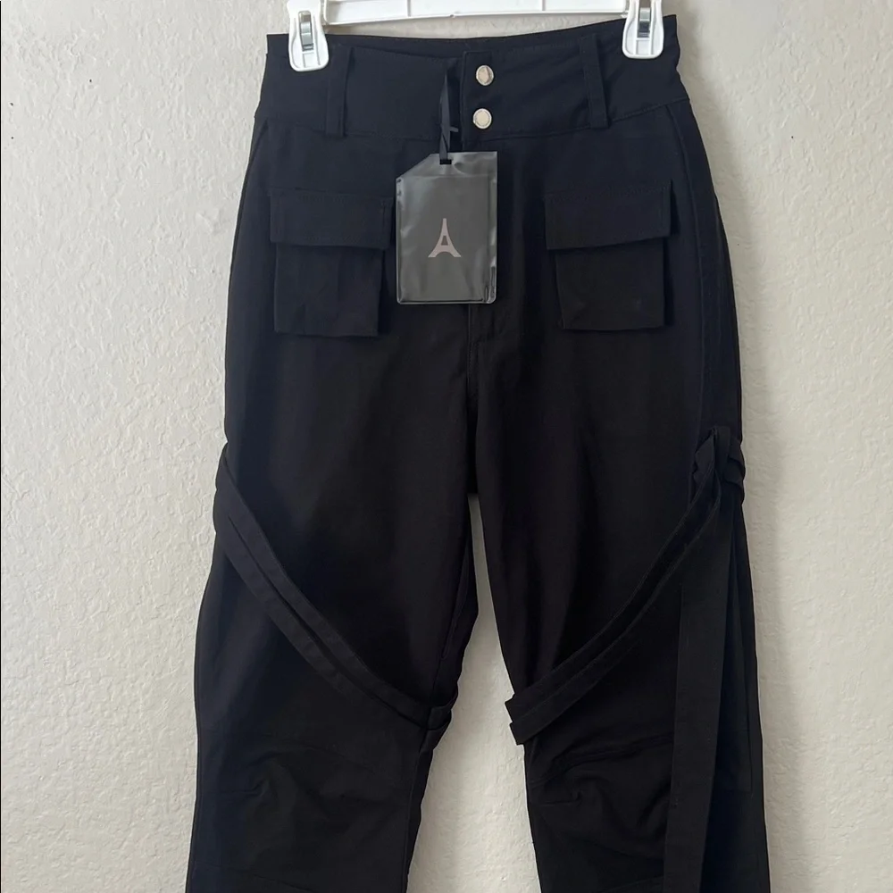 NWT MANIERE DE VOIR Carpenter Cargo Trousers Black Pants in Size 4 - Picture 5 of 16